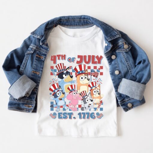 4th of July Bluey Toddle, USA 250th Anniversary Youth TShirt For Kid