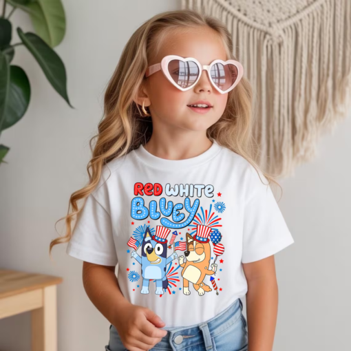 Red White & Bluey, 4th of July Toddle, USA 250th Anniversary Shirt For Kid