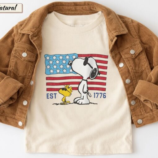 Patriotic Snoopy 1776 USA Shirt for Kids, Cute Cartoon 4th of July Toddler & Youth T-Shirt