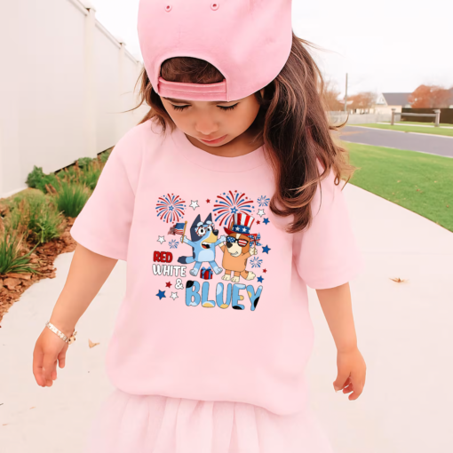 Bluey 4th of July Shirt, Funny Cartoon Patriotic Shirt for Toddler & Youth, Independence Day Kids Gift