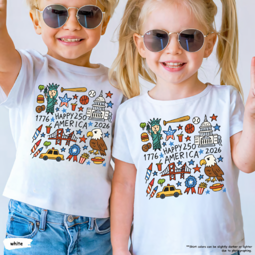 Happy 250 America Kids Shirt, Patriotic Toddler & Youth Tee