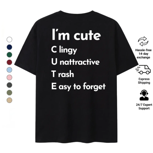 I'm Cute Acronym Oversized Graphic T-Shirt