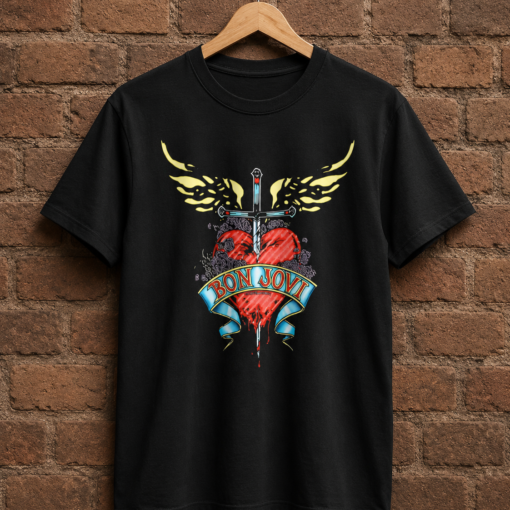 Bon Jovi Logo Rock Music Daggered Shirt