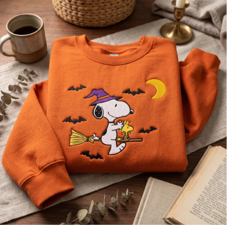 Embroidered Cute Dog Shirt, Autumn Dog Shirt, Halloween Fall Shirt, Halloween Gift