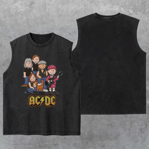 ACDC Cartoon Band Washed Tanktop