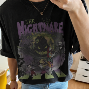 Nightmare Before Christmas Shirt, Jack Skellington Sally Tee, Oogie Boogie Halloween Party Shirt, Retro Graphic Tees, Trick or Treat photo review