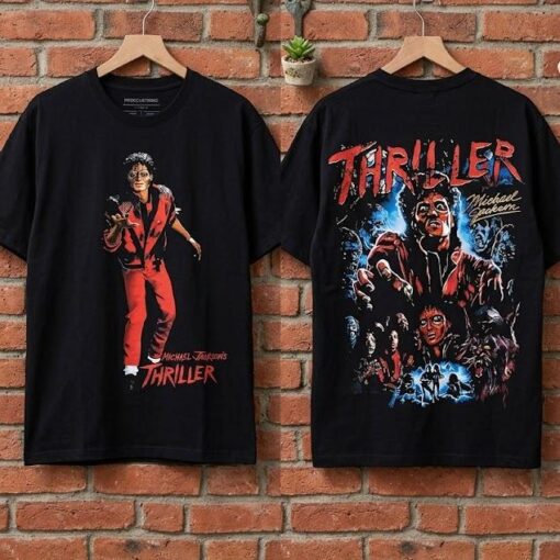 2 Side Michael Jackson Thriller Shirt, Vintage King of Pop Concert Outfit, Halloween Vibes shirt