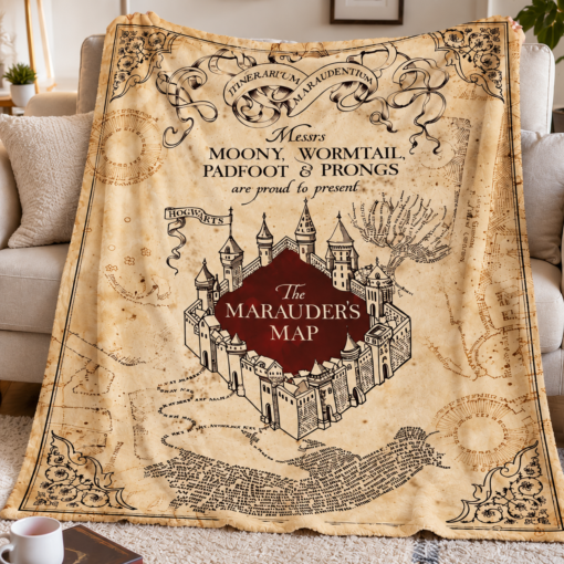 Marauders Map Wizarding World Print Flannel Cooling Blanket
