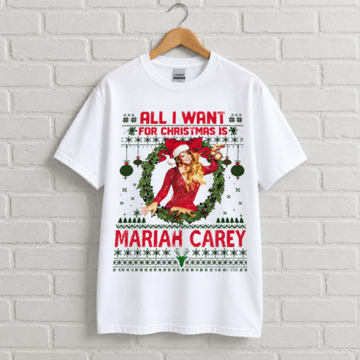 Mariah Carey Christmas Shirt, All I Want for Christmas Is Mariah Carey Tee, Vintage Ugly Christmas Sweater Graphic Shirt, Holiday Gift for Music Fans