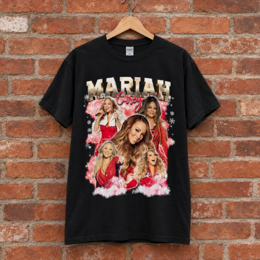 Mariah Carey Christmas Queen Shirt, Vintage Pop Star Graphic Tee, Holiday Music Fan Gift, Gildan Black Shirt