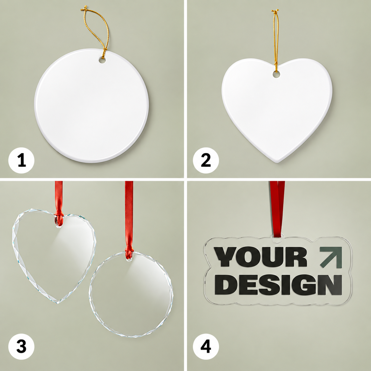 Four custom ornament options