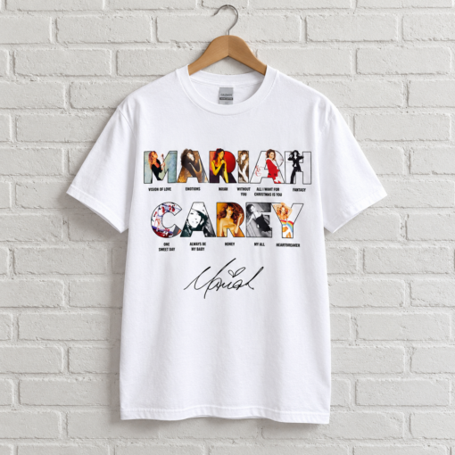 Mariah Carey Shirt, Mariah Carey Songs Collage Graphic Tee, Music Fan Gift, Christmas Gift for Mariah Carey Fans